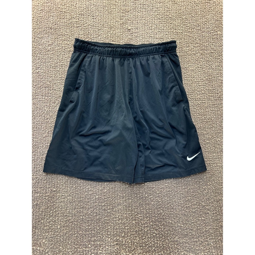 Nike Mens Dri-FIT Athletic Basketball Shorts Black Mesh Panels Large 9" Inseam